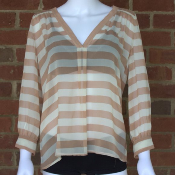 Joie | 100% Silk | Women's Aceline V-neck Blouse | Striped | Small | J307-23271 - Picture 2 of 9